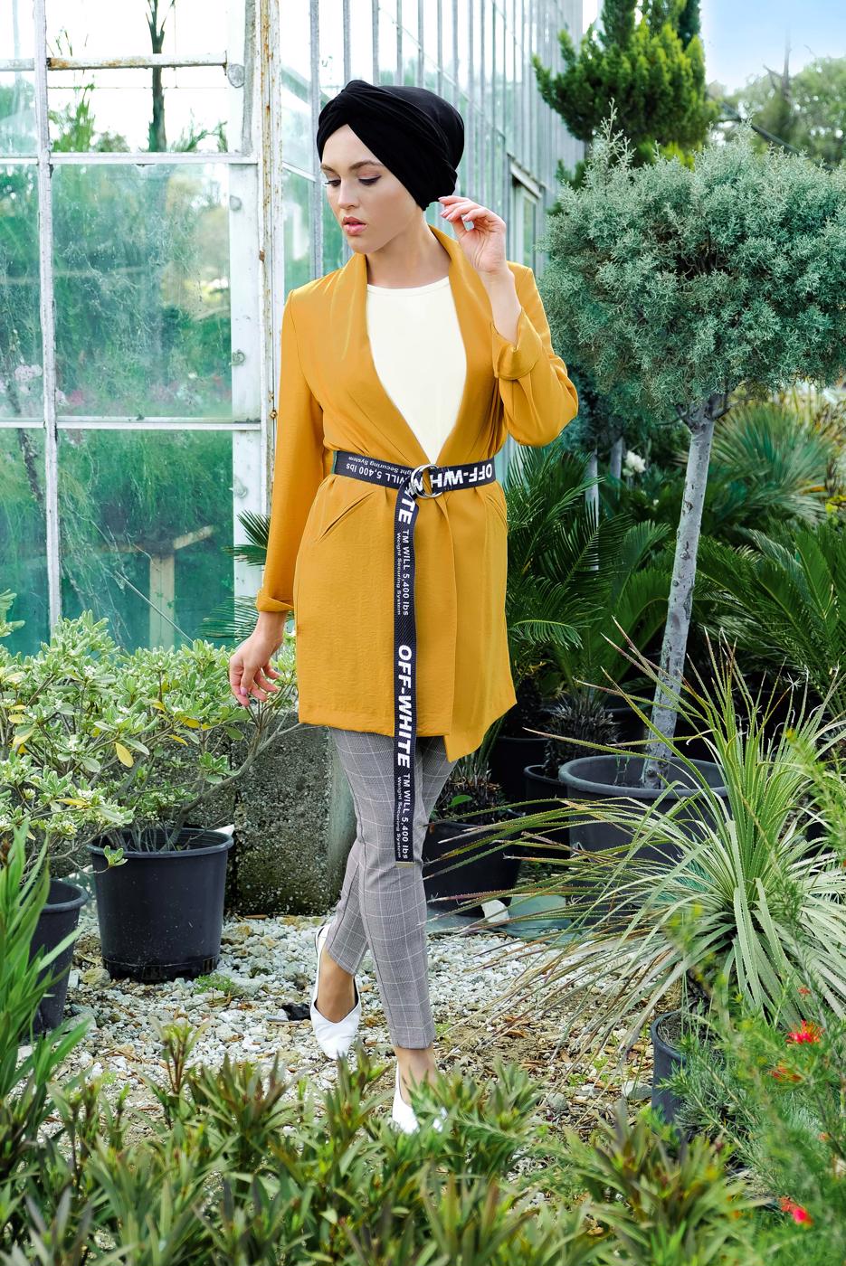 Tesettür giyim GRİ EKOSE DESENLİ PANTOLON 0002