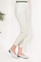 Vêtements hijab ÉCRU T 0005 STN-YÜKSEK BEL ŞERİT DETAYLI PANTOLON