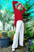 Tesettür giyim EKRU YÜKSEK BEL KEMERLİ PANTOLON 0105 