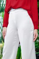 Tesettür giyim EKRU YÜKSEK BEL KEMERLİ PANTOLON 0105 