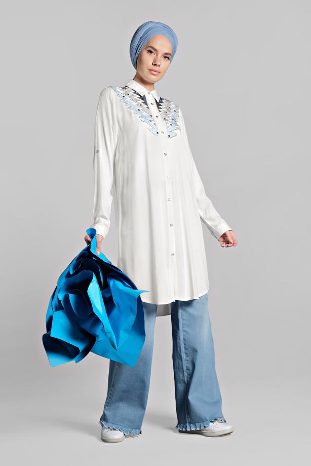 Vêtements hijab  Tasseled Cuff Denim Pants T 0184  - TRENDTESETTÜR