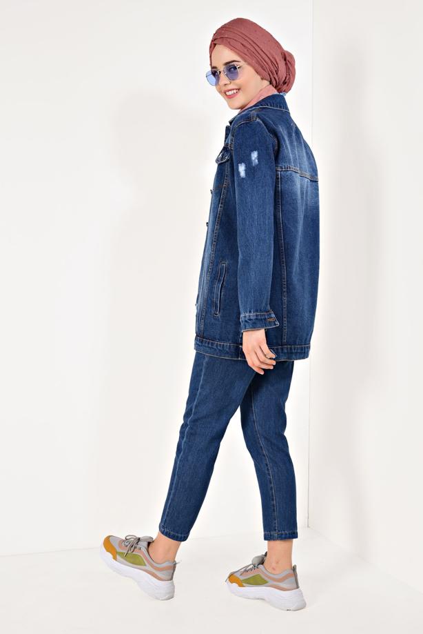 Hijab-Kleidung  YÜKSEK BEL MOM JEAN T 0413 - TRENDTESETTÜR