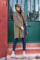 Hijab clothing NAVY BLUE Pocketed Denim Cargo Pants T 0803