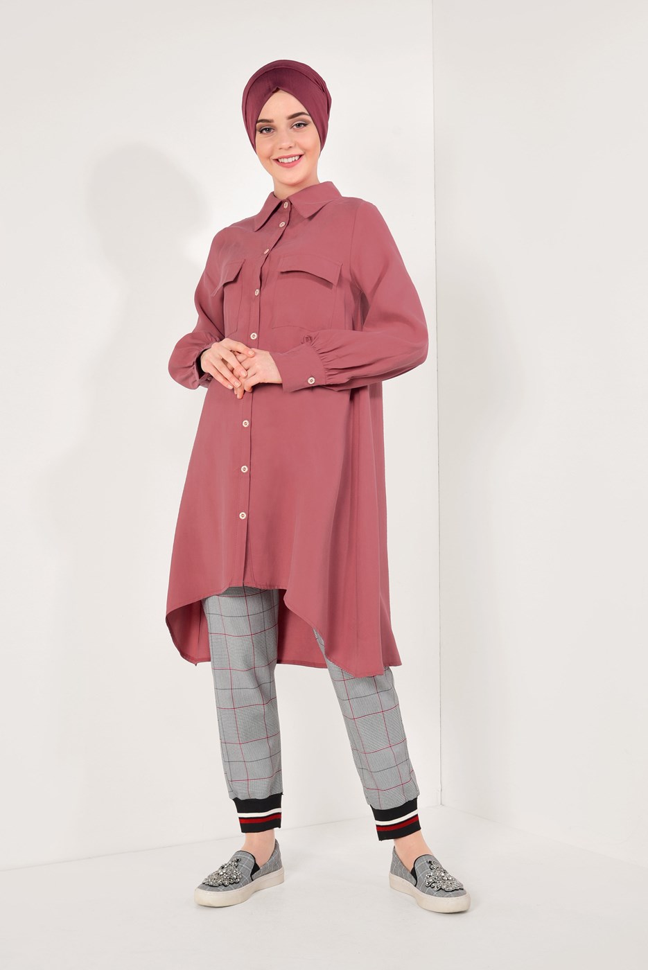 Hijab clothing GREY PLAID TROUSERS T 0874 