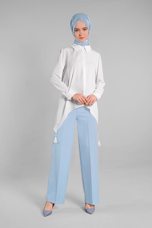 Hijab clothing  Laced Waist Wide Pants T 1002  - TRENDTESETTÜR