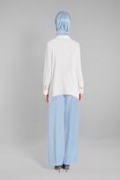 Hijab clothing BLUE Laced Waist Wide Pants T 1002 