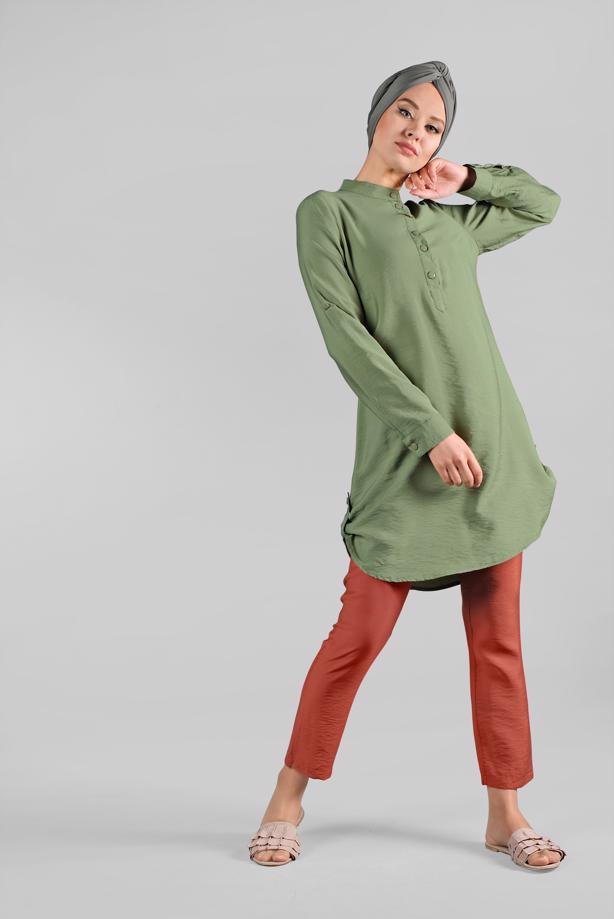 Tesettür giyim  BELİ BÜZGÜLÜ PANTOLON 1033 - TRENDTESETTÜR