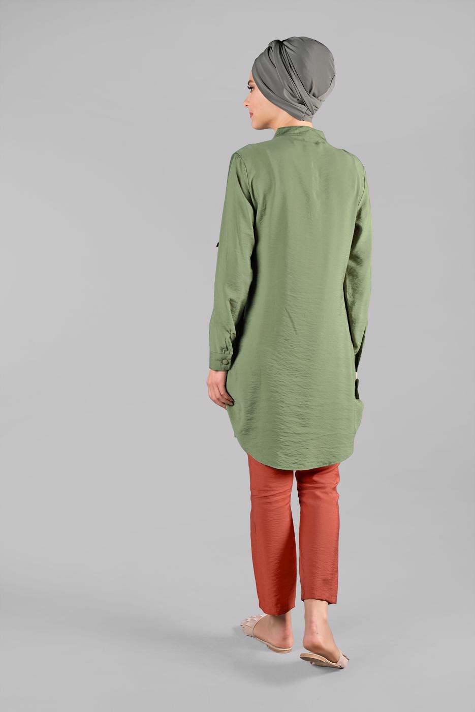 Tesettür giyim TABA BELİ BÜZGÜLÜ PANTOLON 1033