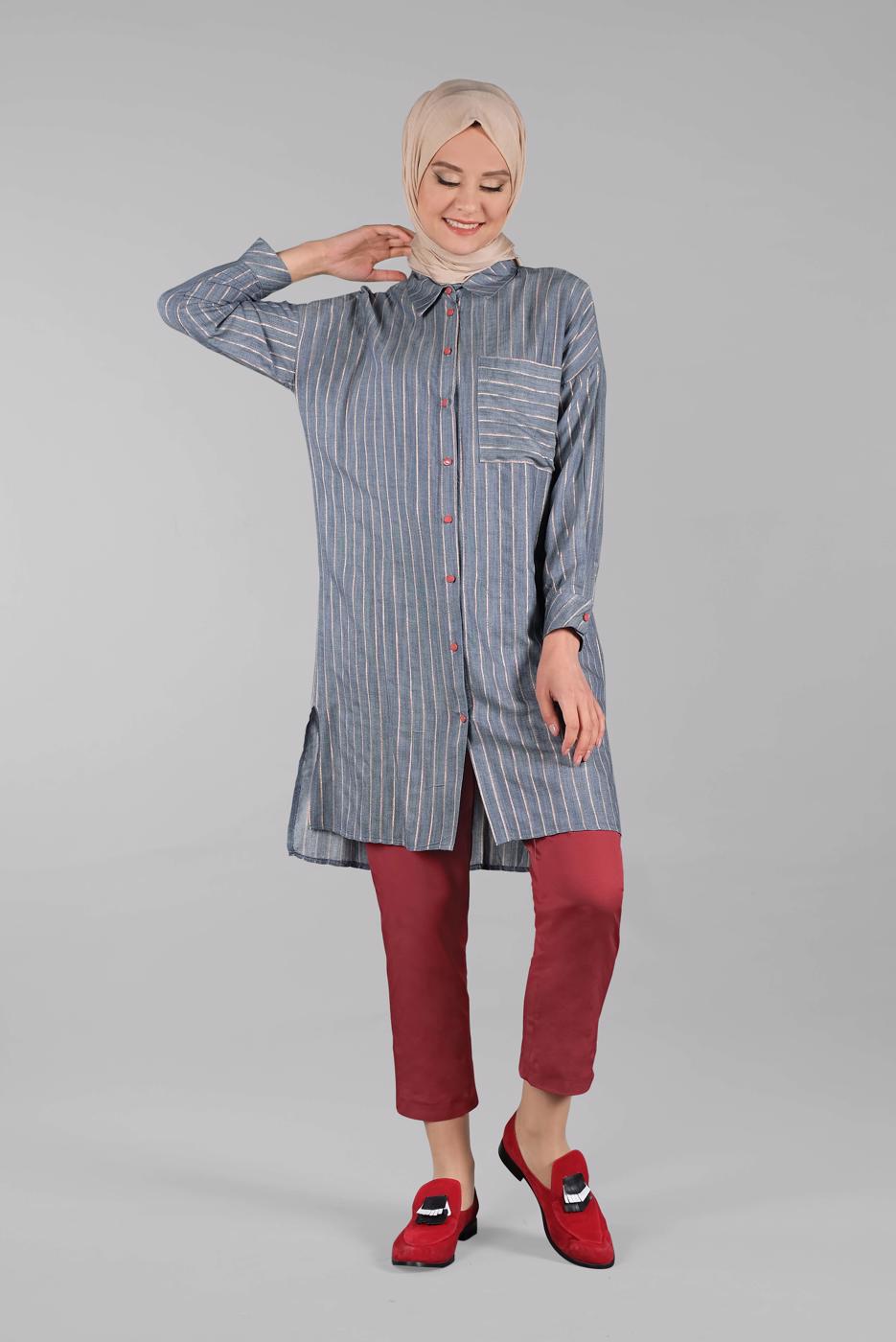 Hijab clothing CLARET RED Belted Waist Carrot Pants T 2503 