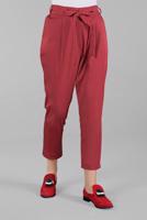 Hijab clothing CLARET RED Belted Waist Carrot Pants T 2503 