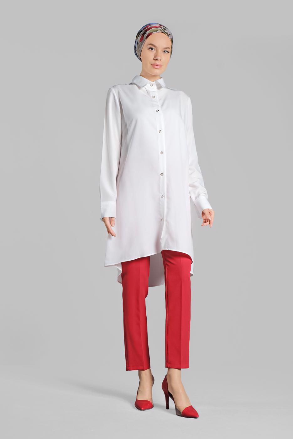 Hijab clothing RED Pocketed Carrot Pants T 4002 