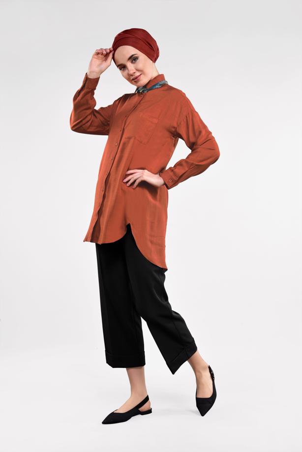 Tesettür giyim  BELİ LASTİKLİ BOL PAÇA PANTOLON 4051 - TRENDTESETTÜR