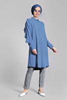 Tesettür giyim GRİ EKOSE DESENLİ BELİ BAĞCIKLI PANTOLON 5002