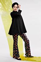 Tesettür giyim SİYAH  İSPANYOL PAÇA PAYET PANTOLON 5005