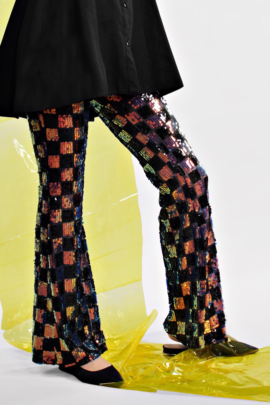 Tesettür giyim SİYAH  İSPANYOL PAÇA PAYET PANTOLON 5005