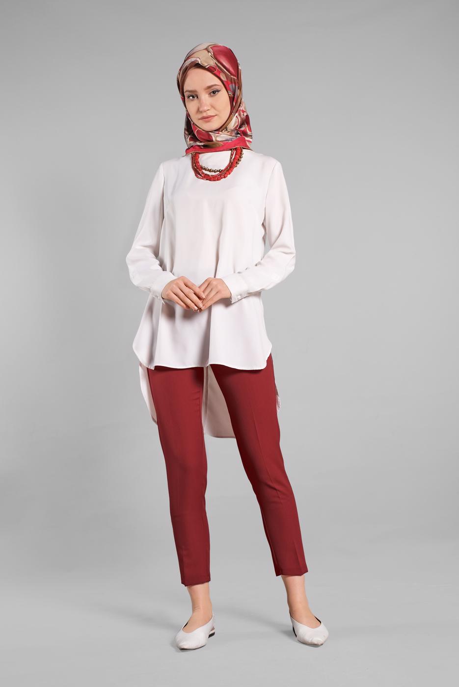 Hijab clothing CLARET RED Mid Rise Carrot Pants T 6002 