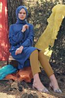 Tesettür giyim KAHVE ARA BEL HAVUÇ PANTOLON 6002