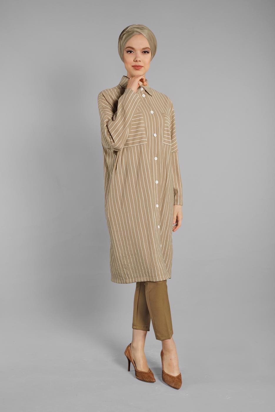 Hijab clothing BROWN Mid Rise Carrot Pants T 6002 