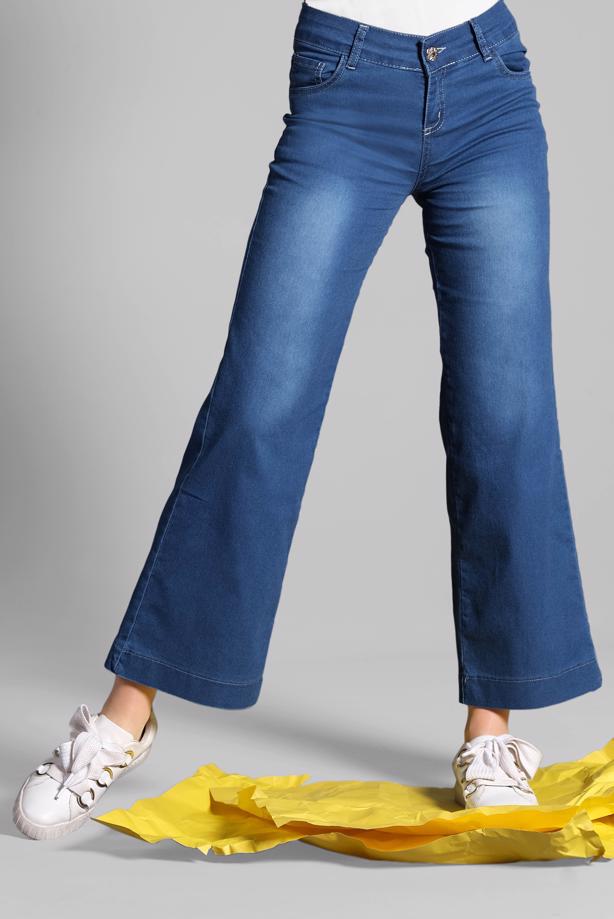 Vêtements hijab  Wide Cuff Cotton Denim Pants T 6254  - TRENDTESETTÜR