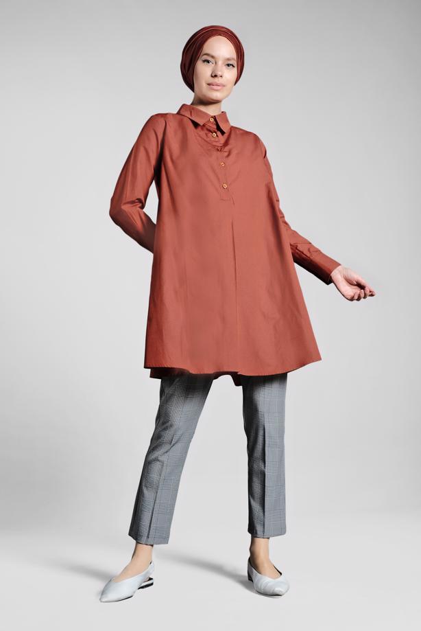 Tesettür giyim GRİ EKOSE DESENLİ PANTOLON 7002 - TRENDTESETTÜR