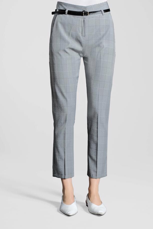 Tesettür giyim GRİ EKOSE DESENLİ PANTOLON 7002 - TRENDTESETTÜR