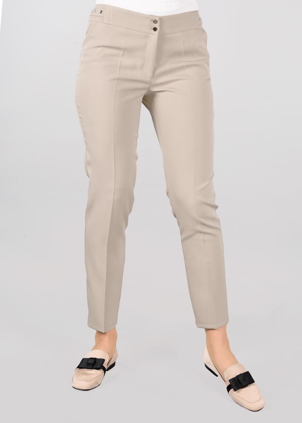 Tesettür giyim BEJ ARA BEL KUŞGÖZÜ DETAYLI PANTOLON 7307