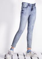 Tesettür giyim MAVİ ESKİTME DETAYLI DENİM PANTOLON 7338