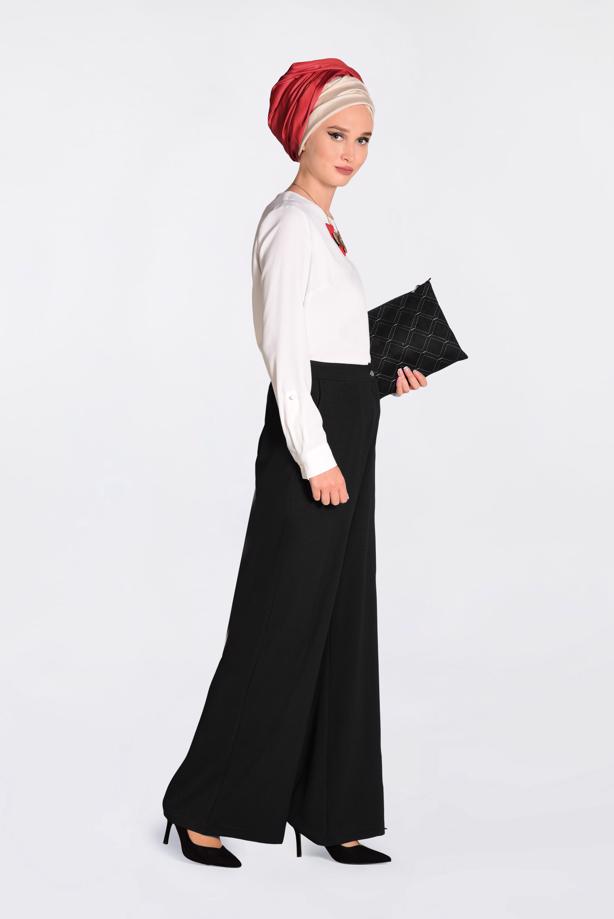 Tesettür giyim  YÜKSEK BEL CEPLİ BOL PANTOLON 7340 - TRENDTESETTÜR