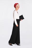 Tesettür giyim SİYAH YÜKSEK BEL CEPLİ BOL PANTOLON 7340