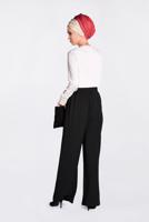 Tesettür giyim SİYAH YÜKSEK BEL CEPLİ BOL PANTOLON 7340