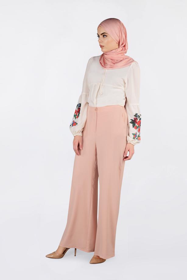 Tesettür giyim  YÜKSEK BEL CEPLİ BOL PANTOLON 7340 - TRENDTESETTÜR