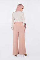 Tesettür giyim PUDRA YÜKSEK BEL CEPLİ BOL PANTOLON 7340