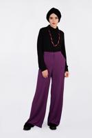 Tesettür giyim MOR YÜKSEK BEL CEPLİ BOL PANTOLON 7340