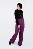 Tesettür giyim MOR YÜKSEK BEL CEPLİ BOL PANTOLON 7340