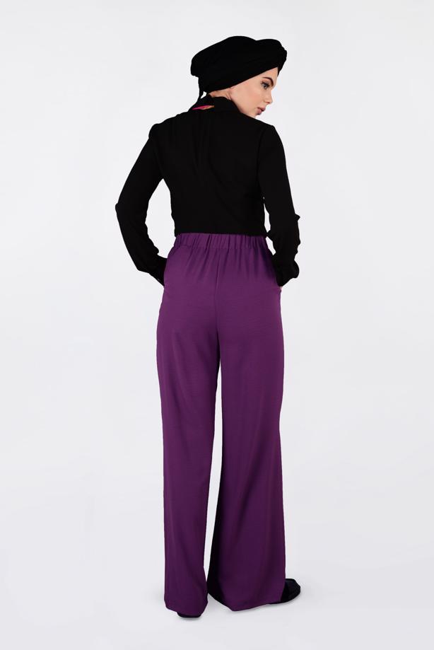 Tesettür giyim  YÜKSEK BEL CEPLİ BOL PANTOLON 7340 - TRENDTESETTÜR