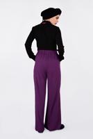 Tesettür giyim MOR YÜKSEK BEL CEPLİ BOL PANTOLON 7340