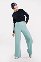 Tesettür giyim MAVİ YÜKSEK BEL CEPLİ BOL PANTOLON 7340