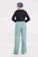 Tesettür giyim MAVİ YÜKSEK BEL CEPLİ BOL PANTOLON 7340