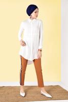 Tesettür giyim KAHVE YANLARI ÇİZGİLİ PANTOLON T 7364 