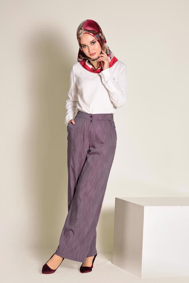 Tesettür giyim   DÜĞMELİ YÜKSEK BEL PANTOLON 7370 - TRENDTESETTÜR