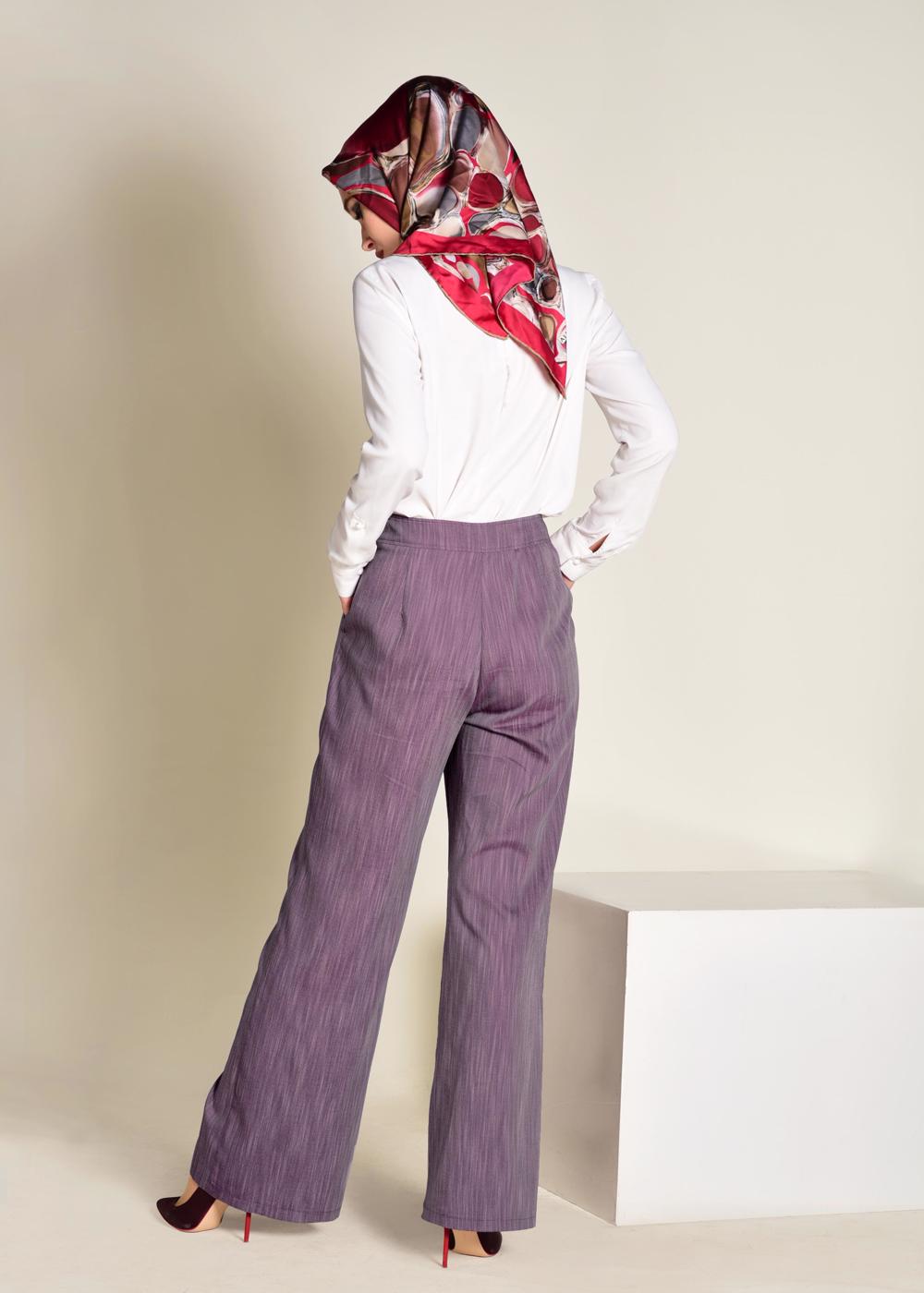 Tesettür giyim MÜRDÜM  DÜĞMELİ YÜKSEK BEL PANTOLON 7370