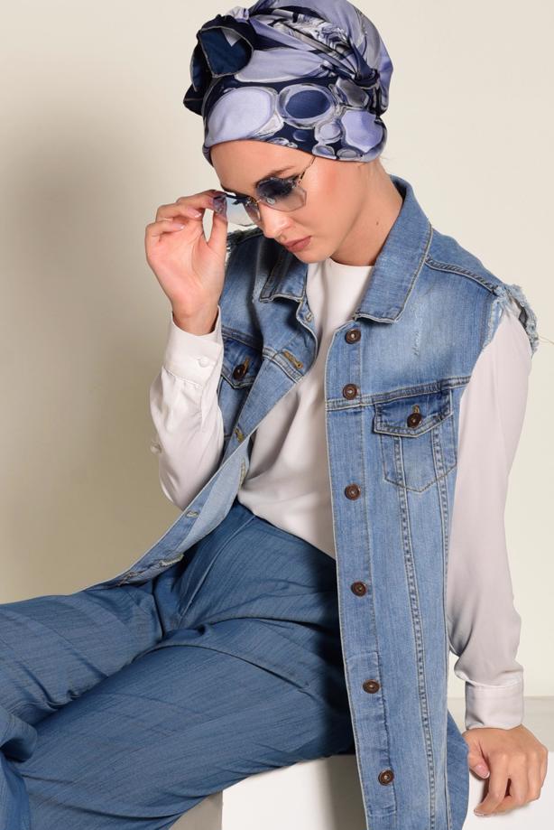 Tesettür giyim   DÜĞMELİ YÜKSEK BEL PANTOLON 7370 - TRENDTESETTÜR