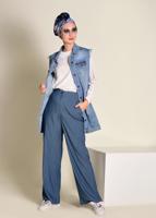 Tesettür giyim LACİVERT  DÜĞMELİ YÜKSEK BEL PANTOLON 7370