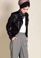 Tesettür giyim GRİ  DÜĞMELİ YÜKSEK BEL PANTOLON 7370