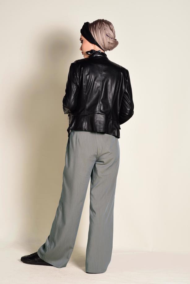 Tesettür giyim   DÜĞMELİ YÜKSEK BEL PANTOLON 7370 - TRENDTESETTÜR