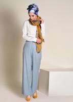 Tesettür giyim MAVİ  DÜĞMELİ YÜKSEK BEL PANTOLON 7370