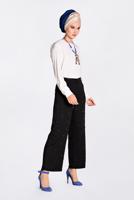 Tesettür giyim SİYAH İNCİLİ BOL PAÇA PANTOLON 7372