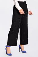 Tesettür giyim SİYAH İNCİLİ BOL PAÇA PANTOLON 7372