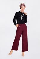 Tesettür giyim BORDO İNCİLİ BOL PAÇA PANTOLON 7372