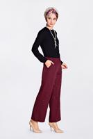 Tesettür giyim BORDO İNCİLİ BOL PAÇA PANTOLON 7372